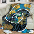 New Zealand Tui Bird Blanket Maori Koru With Kowhai Flowers