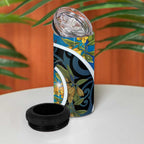 New Zealand Tui Bird 4 in 1 Can Cooler Tumbler Maori Koru With Kowhai Flowers