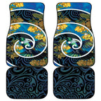 New Zealand Tui Bird Car Mats Maori Koru With Kowhai Flowers