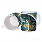 New Zealand Tui Bird Ceramic Mug Maori Koru With Kowhai Flowers