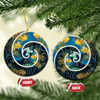 New Zealand Tui Bird Ceramic Ornament Maori Koru With Kowhai Flowers