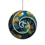 New Zealand Tui Bird Ceramic Ornament Maori Koru With Kowhai Flowers