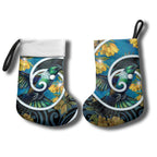 New Zealand Tui Bird Christmas Stocking Maori Koru With Kowhai Flowers