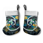 New Zealand Tui Bird Christmas Stocking Maori Koru With Kowhai Flowers