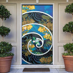 New Zealand Tui Bird Door Cover Maori Koru With Kowhai Flowers