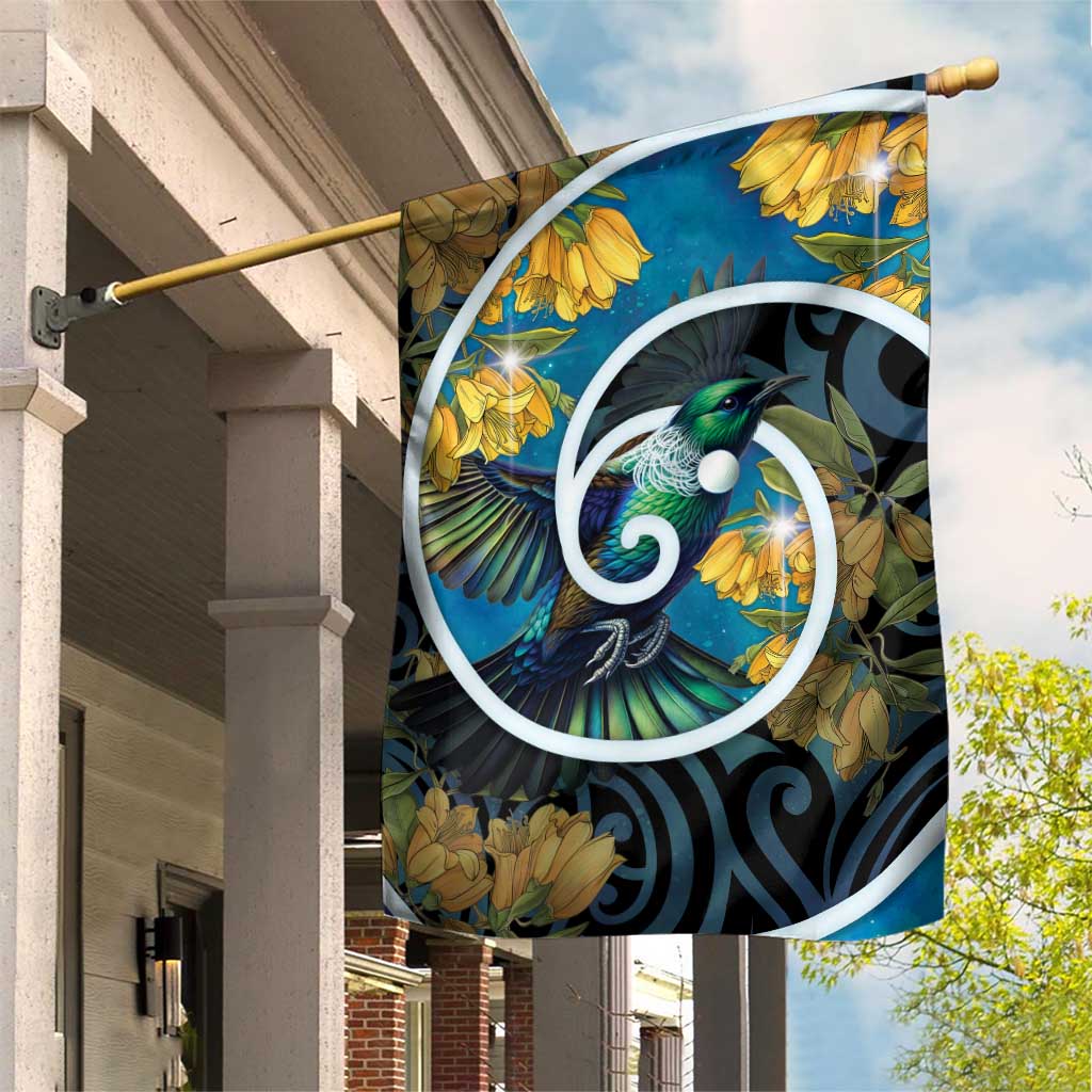 New Zealand Tui Bird Garden Flag Maori Koru With Kowhai Flowers