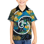 New Zealand Tui Bird Hawaiian Shirt Maori Koru With Kowhai Flowers