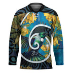 New Zealand Tui Bird Hockey Jersey Maori Koru With Kowhai Flowers