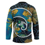 New Zealand Tui Bird Hockey Jersey Maori Koru With Kowhai Flowers