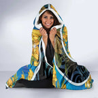 New Zealand Tui Bird Hooded Blanket Maori Koru With Kowhai Flowers