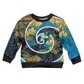 New Zealand Tui Bird Kid Ugly Christmas Sweater Maori Koru With Kowhai Flowers