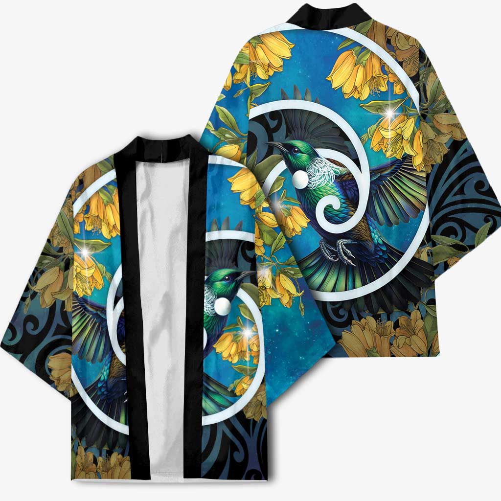 New Zealand Tui Bird Kimono Maori Koru With Kowhai Flowers