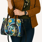 New Zealand Tui Bird Leather Bag Maori Koru With Kowhai Flowers