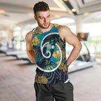 New Zealand Tui Bird Men Tank Top Maori Koru With Kowhai Flowers