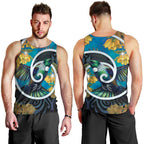 New Zealand Tui Bird Men Tank Top Maori Koru With Kowhai Flowers