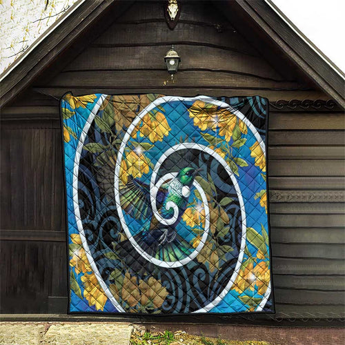 New Zealand Tui Bird Quilt Maori Koru With Kowhai Flowers