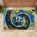 New Zealand Tui Bird Rubber Doormat Maori Koru With Kowhai Flowers