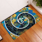 New Zealand Tui Bird Rubber Doormat Maori Koru With Kowhai Flowers