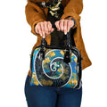 New Zealand Tui Bird Shoulder Handbag Maori Koru With Kowhai Flowers
