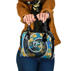 New Zealand Tui Bird Shoulder Handbag Maori Koru With Kowhai Flowers