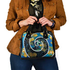 New Zealand Tui Bird Shoulder Handbag Maori Koru With Kowhai Flowers