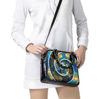 New Zealand Tui Bird Shoulder Handbag Maori Koru With Kowhai Flowers