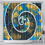 New Zealand Tui Bird Shower Curtain Maori Koru With Kowhai Flowers