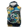 New Zealand Tui Bird Sleeveless Hoodie Maori Koru With Kowhai Flowers