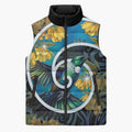 New Zealand Tui Bird Sleeveless Puffer Jacket Maori Koru With Kowhai Flowers