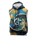 New Zealand Tui Bird Sleeveless Zip Hoodie Maori Koru With Kowhai Flowers