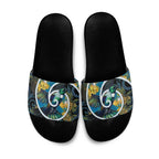 New Zealand Tui Bird Slide Sandals Maori Koru With Kowhai Flowers