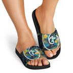 New Zealand Tui Bird Slide Sandals Maori Koru With Kowhai Flowers
