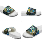 New Zealand Tui Bird Slide Sandals Maori Koru With Kowhai Flowers