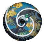 New Zealand Tui Bird Spare Tire Cover Maori Koru With Kowhai Flowers