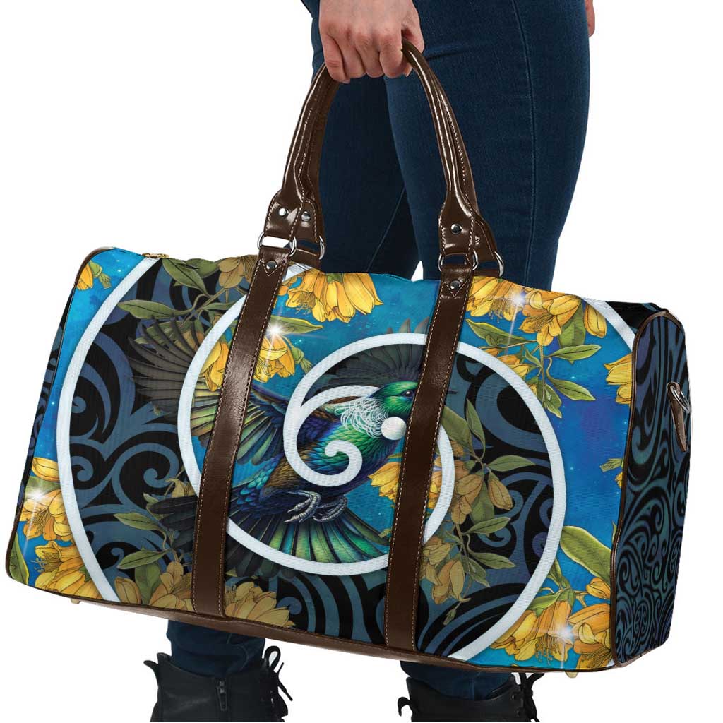 New Zealand Tui Bird Travel Bag Maori Koru With Kowhai Flowers