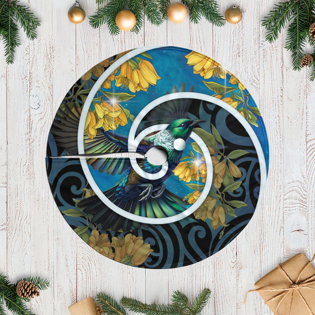 New Zealand Tui Bird Tree Skirt Maori Koru With Kowhai Flowers