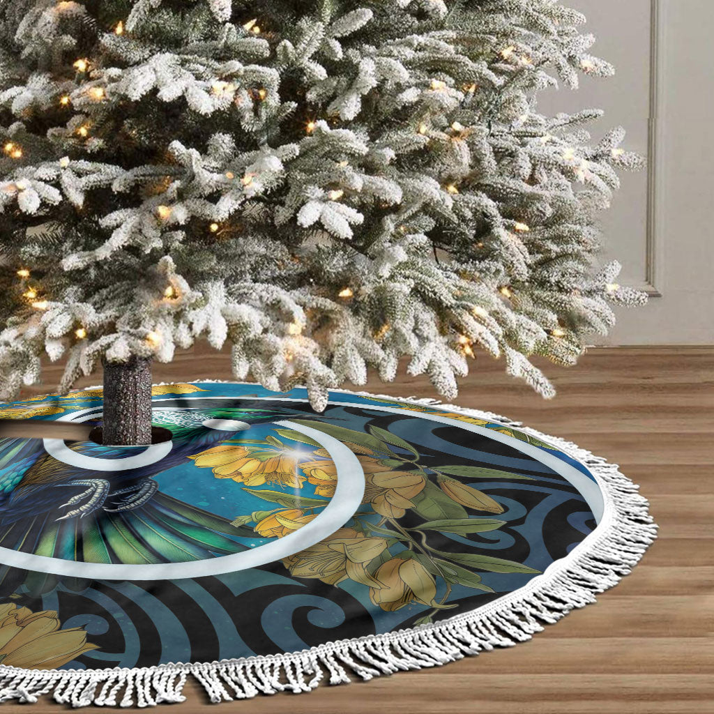 New Zealand Tui Bird Tree Skirt Maori Koru With Kowhai Flowers