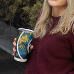 New Zealand Tui Bird Tumbler Cup Maori Koru With Kowhai Flowers