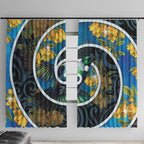 New Zealand Tui Bird Window Curtain Maori Koru With Kowhai Flowers