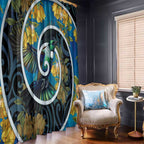 New Zealand Tui Bird Window Curtain Maori Koru With Kowhai Flowers