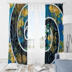 New Zealand Tui Bird Window Curtain Maori Koru With Kowhai Flowers