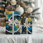 New Zealand Tui Bird Wrapping Paper Maori Koru With Kowhai Flowers