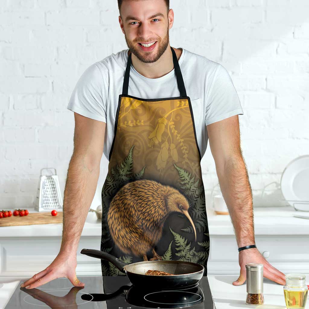 New Zealand Kiwi Bird Apron Silver Fern Mix Maori Pattern