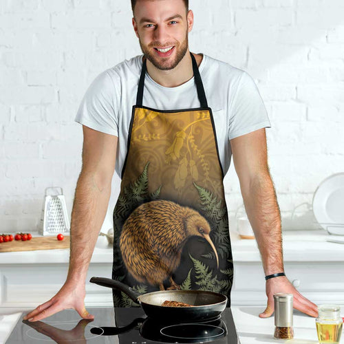 New Zealand Kiwi Bird Apron Silver Fern Mix Maori Pattern