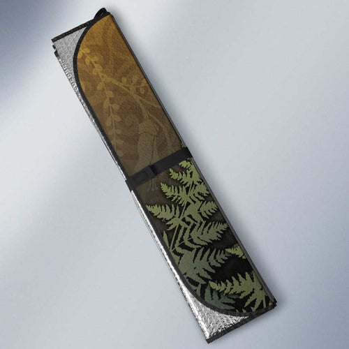 New Zealand Kiwi Bird Auto Sun Shade Silver Fern Mix Maori Pattern