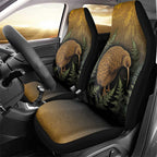 New Zealand Kiwi Bird Car Seat Cover Silver Fern Mix Maori Pattern