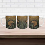 New Zealand Kiwi Bird Ceramic Mug Silver Fern Mix Maori Pattern
