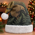 New Zealand Kiwi Bird Christmas Santa Hat Silver Fern Mix Maori Pattern