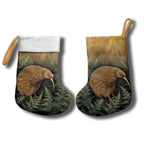 New Zealand Kiwi Bird Christmas Stocking Silver Fern Mix Maori Pattern