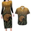 New Zealand Kiwi Bird Couples Matching Long Sleeve Bodycon Dress and Hawaiian Shirt Silver Fern Mix Maori Pattern
